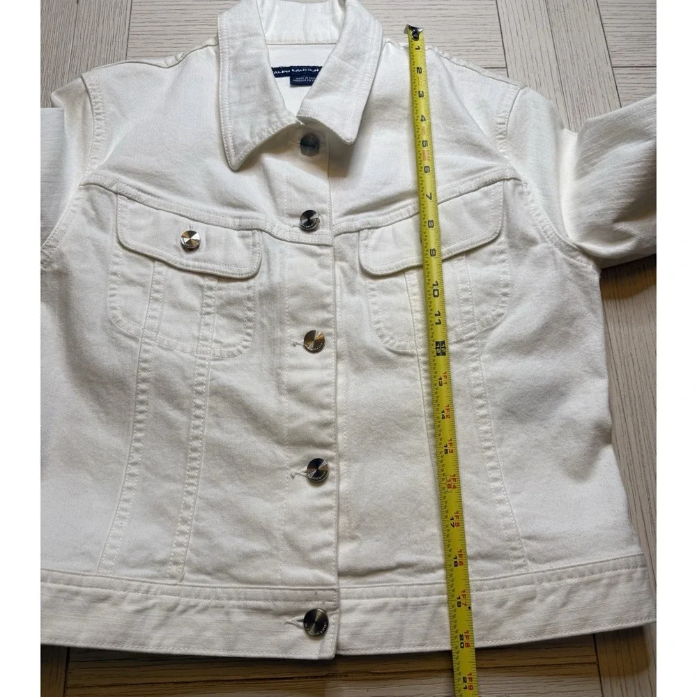 Ralph Lauren Sport Women Sz XS Button Up White Denim Jean Jacket Classic Cottage - Picture 4 of 9